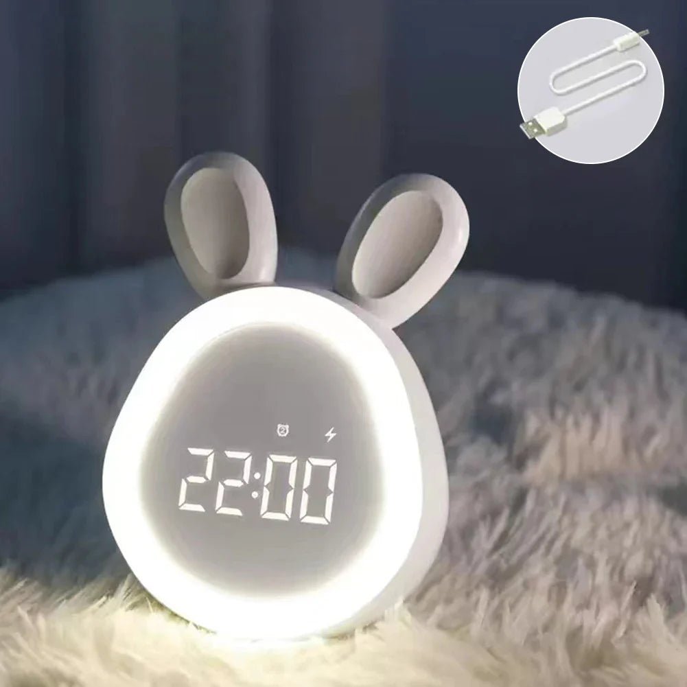 Children's LED Night Light Alarm Clock in Rabbit Shape