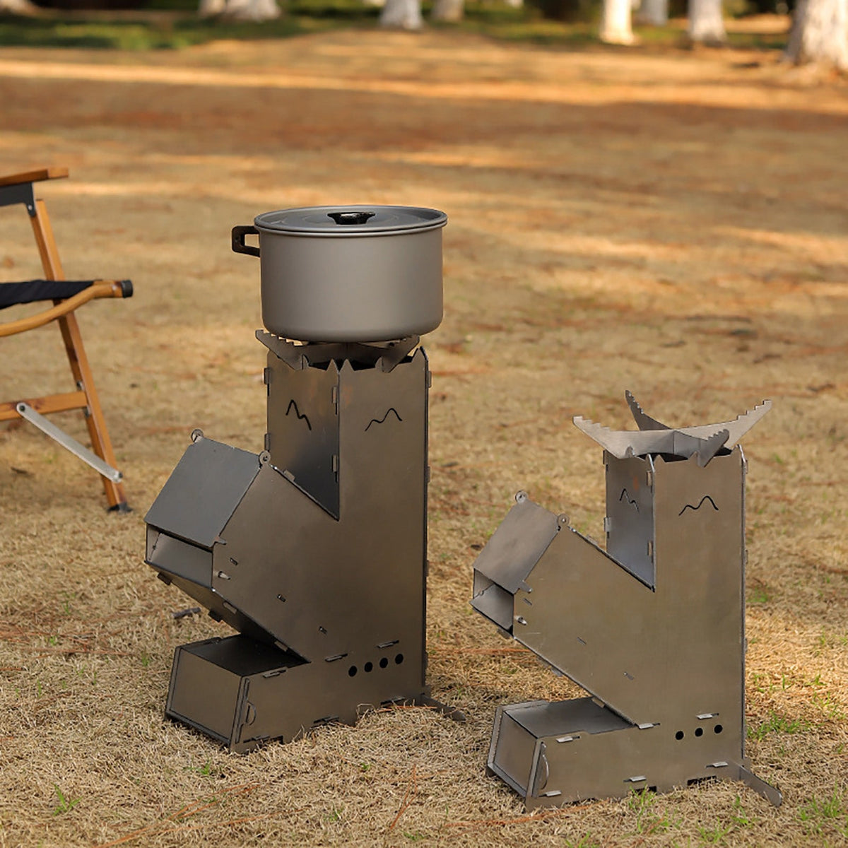 Compact Outdoor Rocket Stove for Wood-Fueled Cooking
