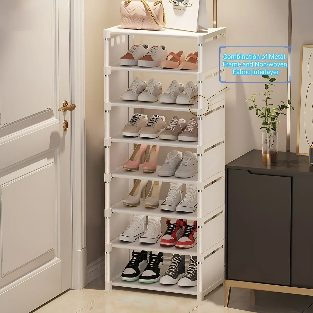 Metal Shoe Rack with 6/8 Tiers – Space-Saving Design