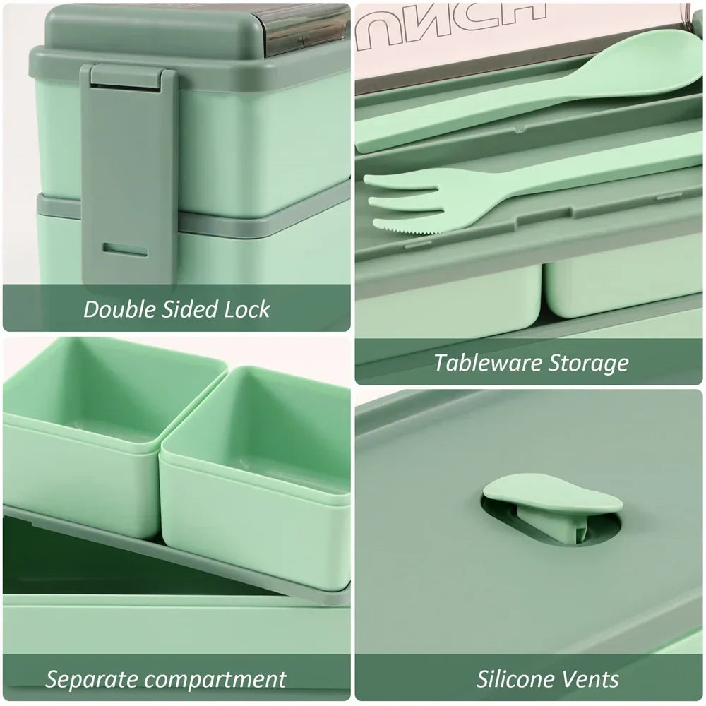 SmartMeal Duo – 1400ml Stackable Lunch Box with Utensils