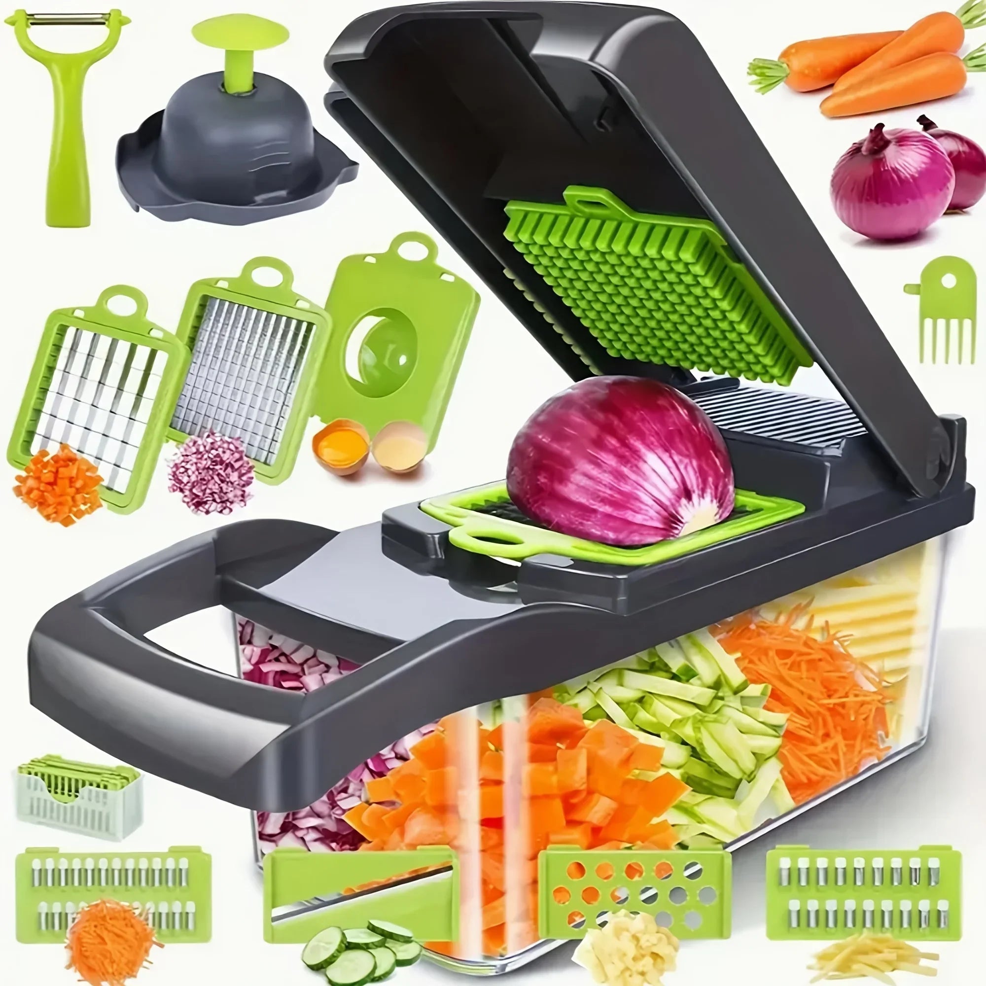 VersaChop 16-in-1 Manual Vegetable Prep Tool with 8 Blades
