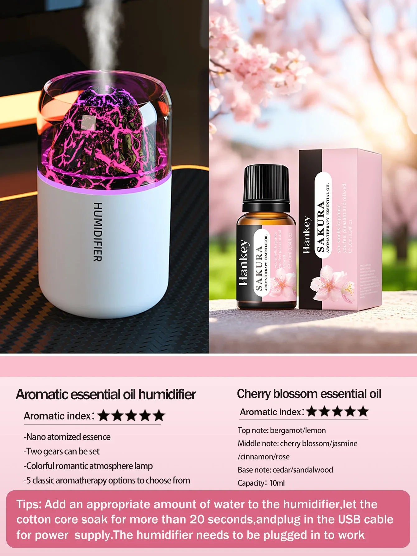 AromaWave Volcano Mist Diffuser & Humidifier with Light