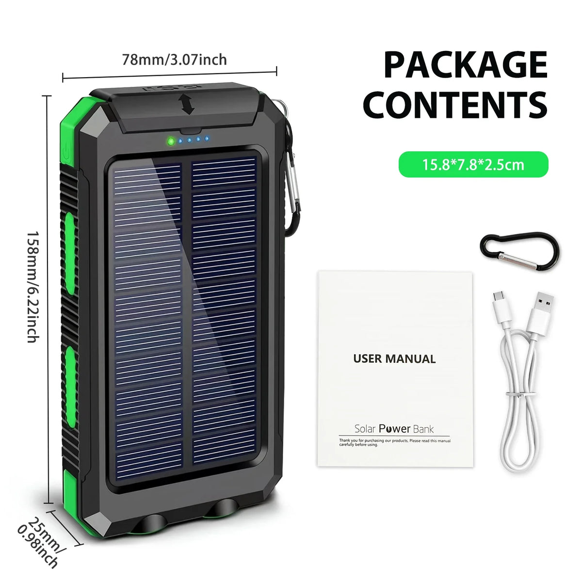 SolarMax 30000mAh Power Bank – Rapid Charging Portable Charger with Dual USB Ports, LED Display & Torchlight for Devices