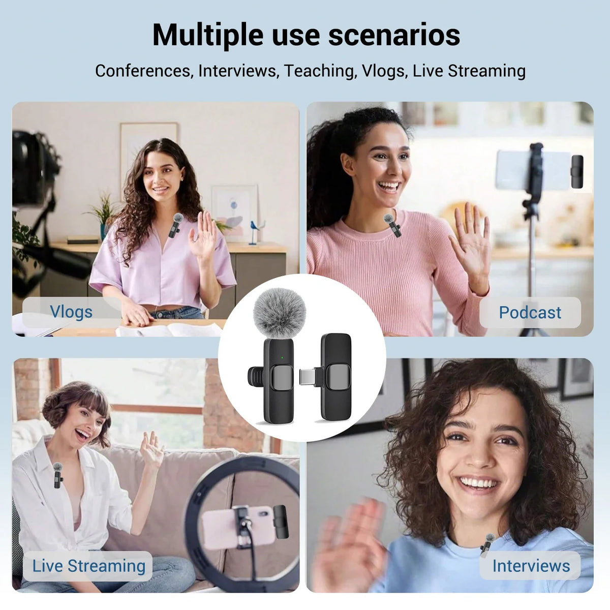 Clip-On Wireless Microphone – USB-C Lavalier Mic for Seamless Audio