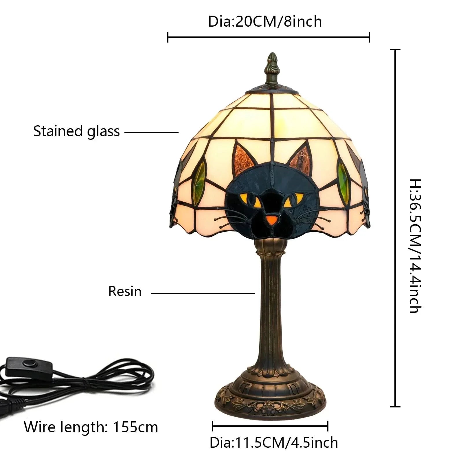 WhiskerLight – Artistic Cat Stained Glass Lamp