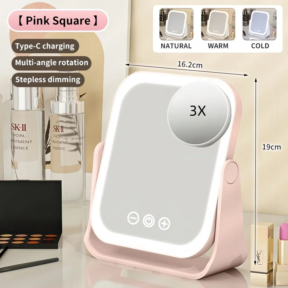 LumaView Illuminated Makeup Mirror with Adjustable Brightness & 3X Magnification