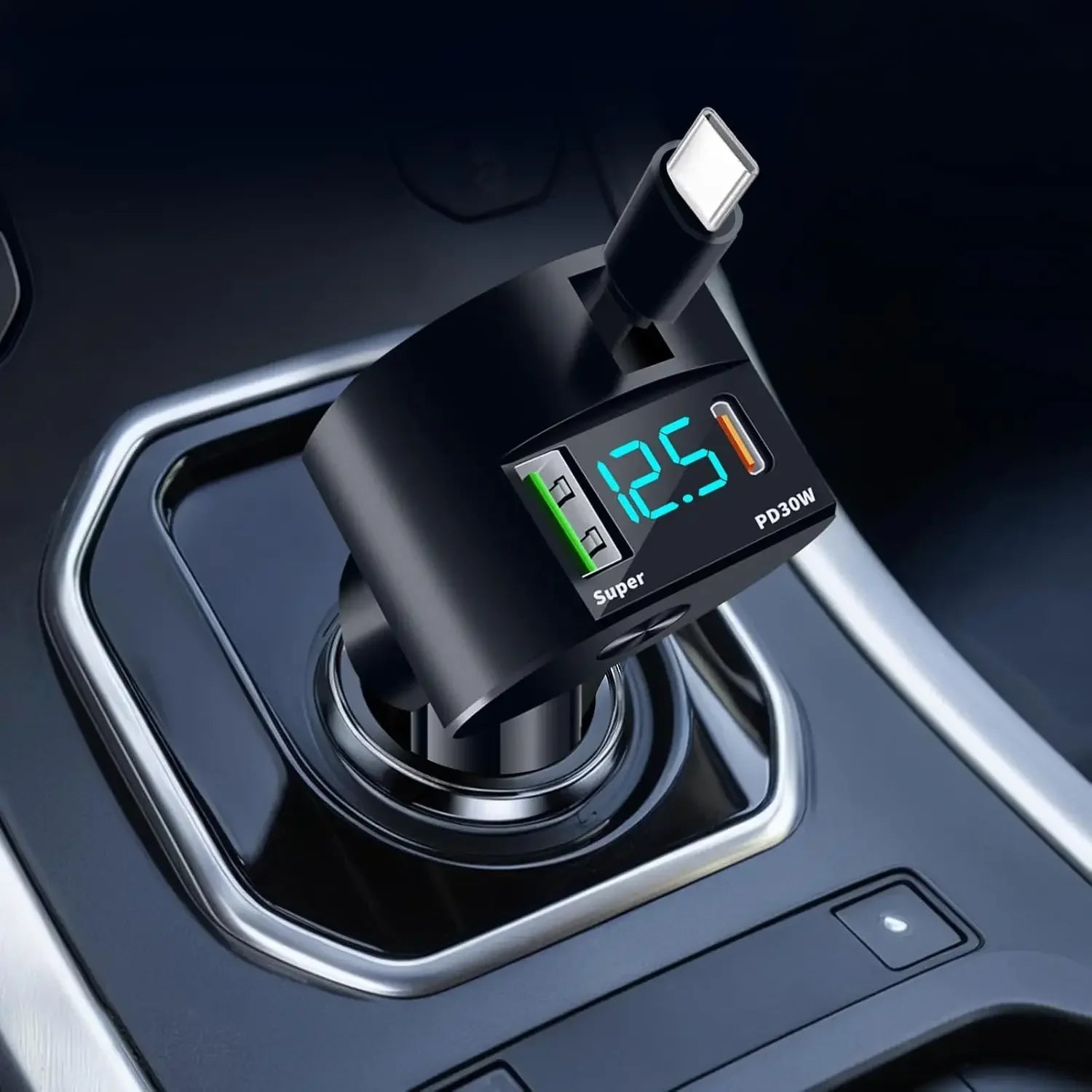 VersaCharge 3-in-1 Compact Car Charger with Voltage Monitor