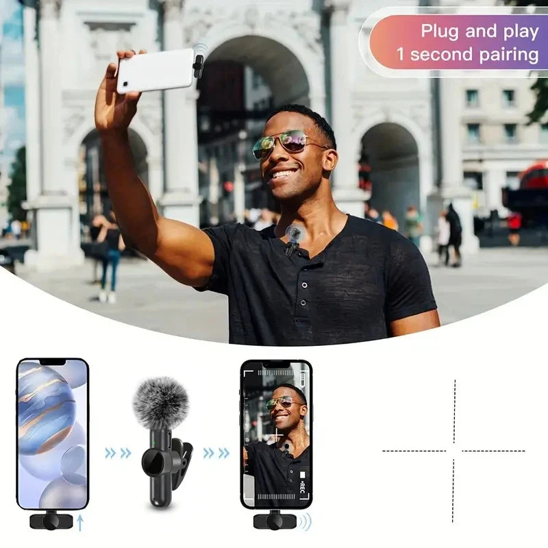 SonicWave Mini Wireless Lapel Microphone with Windshield & Battery