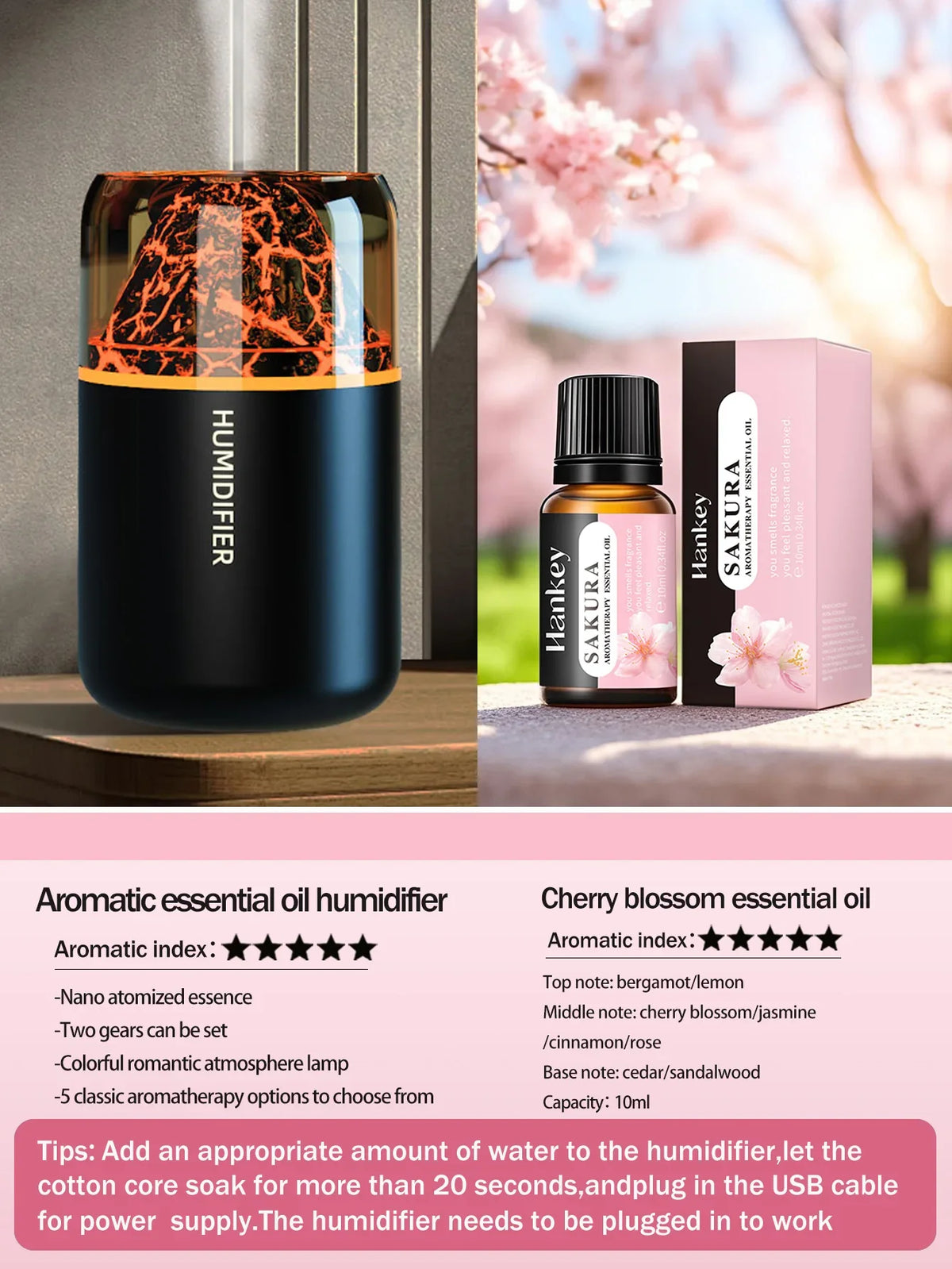 AromaWave Volcano Mist Diffuser & Humidifier with Light