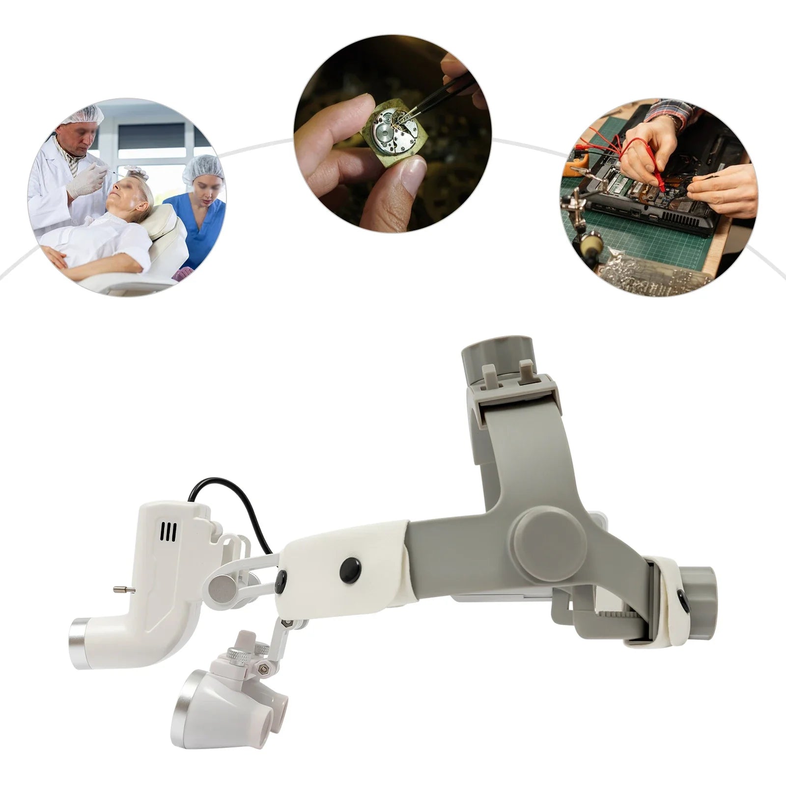 VisionPro 3.5X Head-Mounted Magnifier with LED Light for Detail Work