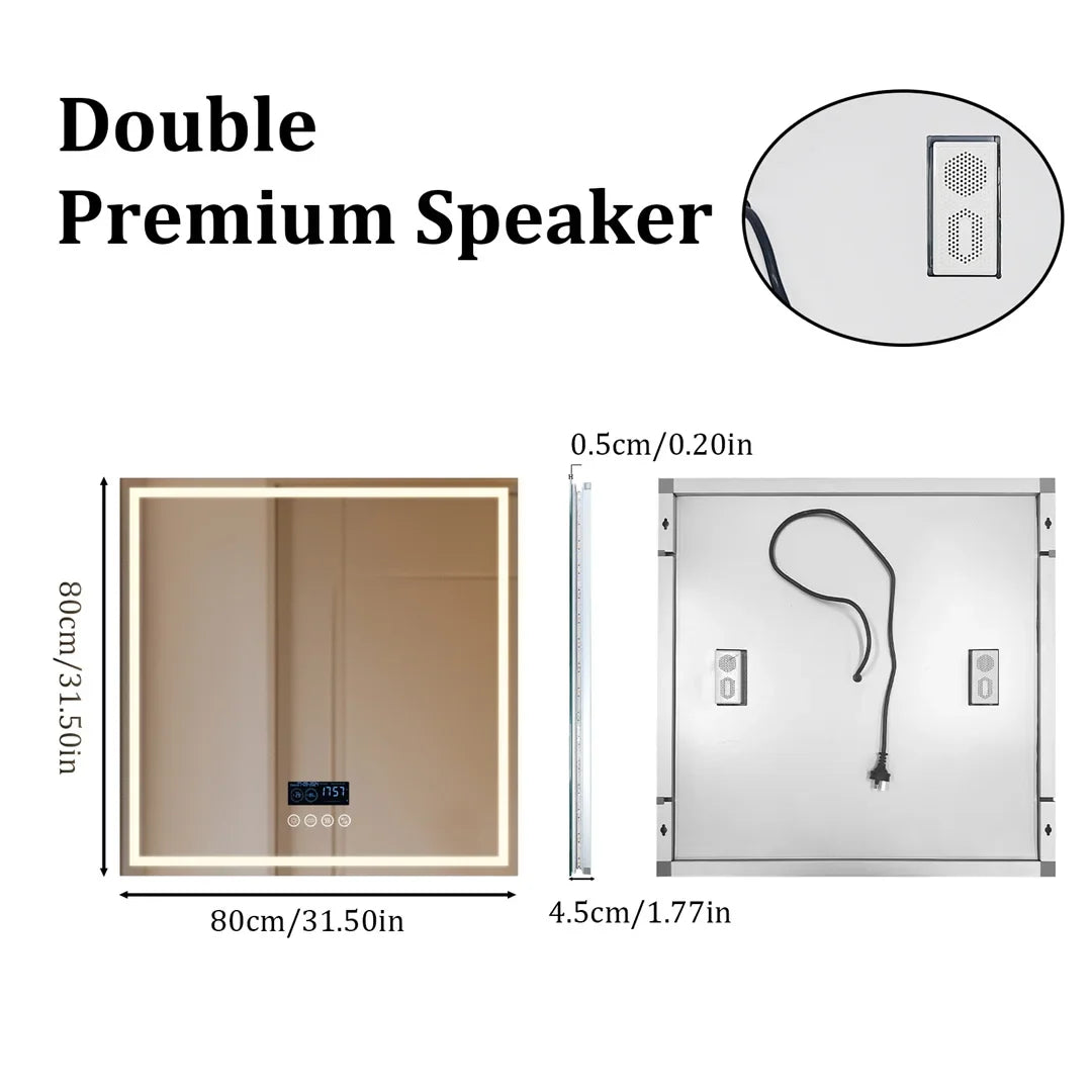 SmartGlow Bluetooth LED Bathroom Mirror 100x60cm – Anti-Fog Lighted Design