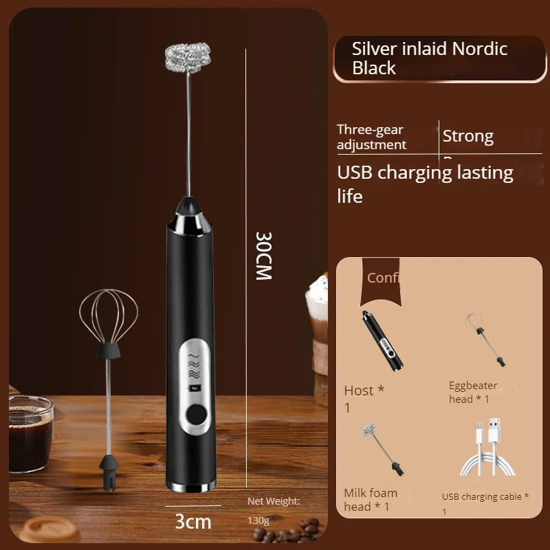 BrewMaster Electric Milk Frother & Whisk | USB Rechargeable Handheld Foam Maker for Lattes, Cappuccinos, and More