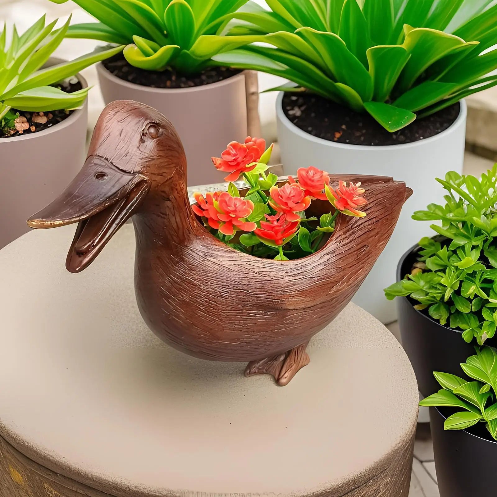 Flowerpot Duck Sculpture – Quirky Planter Design