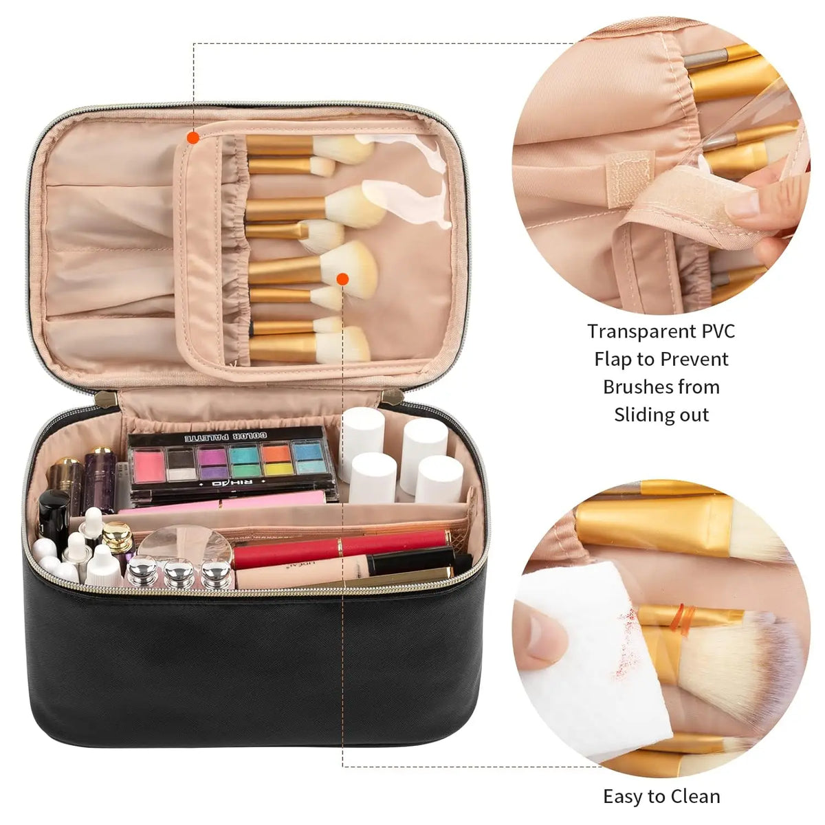 Voyager Deluxe Travel Makeup Organizer – Spacious PU Leather Case with Smart Compartments
