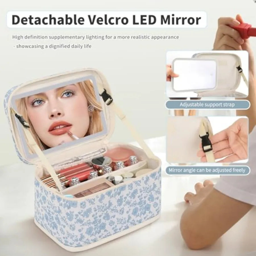 GlamGuide Portable Makeup Organizer with Illuminated Mirror
