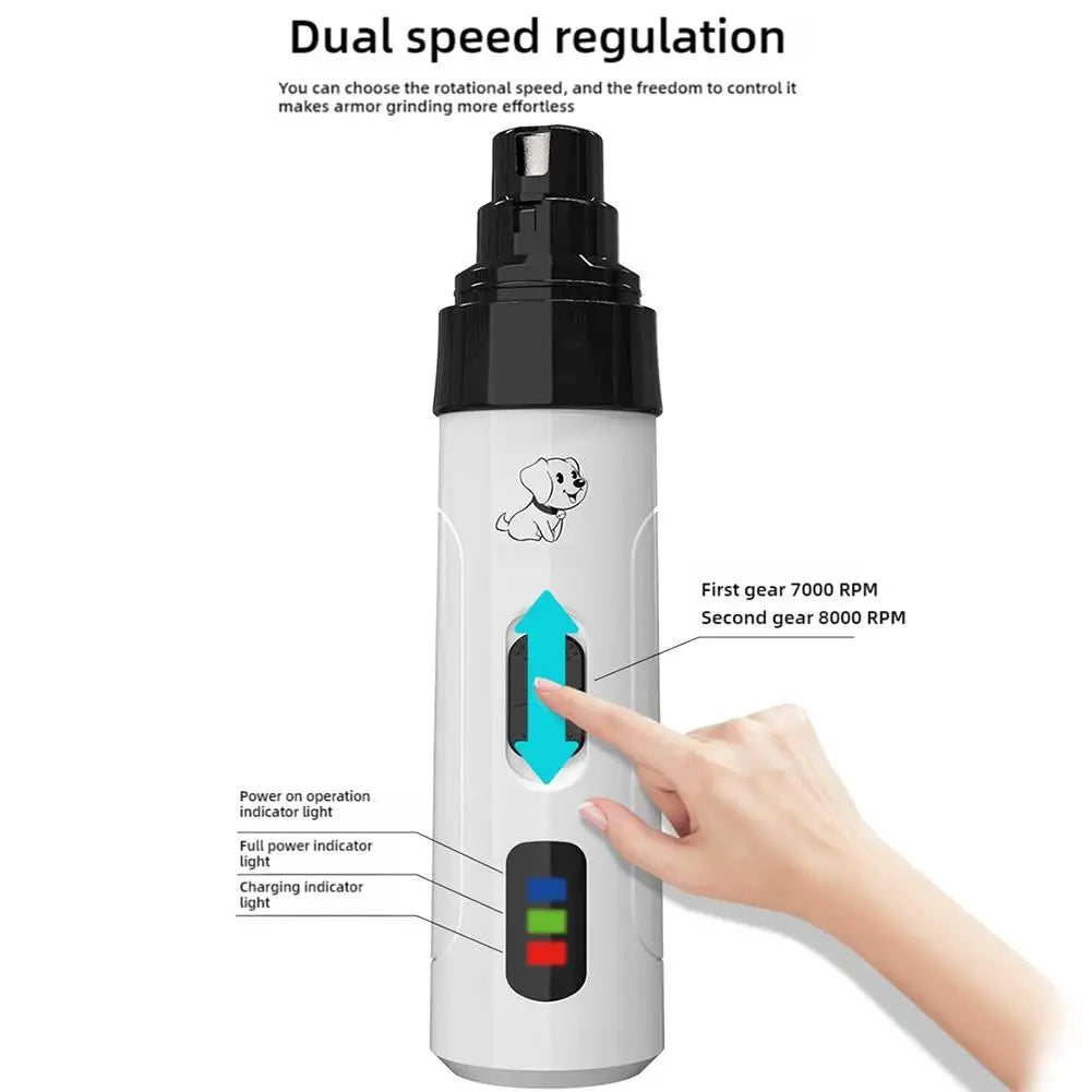 PawPerfect Rechargeable Nail Grinder – Quiet Grooming Tool for Dogs