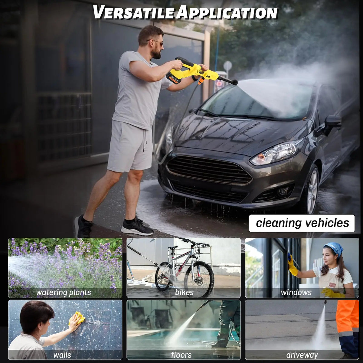 AquaJet Cordless Pressure Cleaner – Versatile Battery-Powered Wash Gun