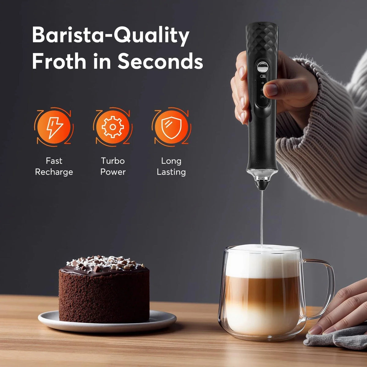 WhiskWave Rechargeable Milk Frother | Effortless Foam for Lattes & More