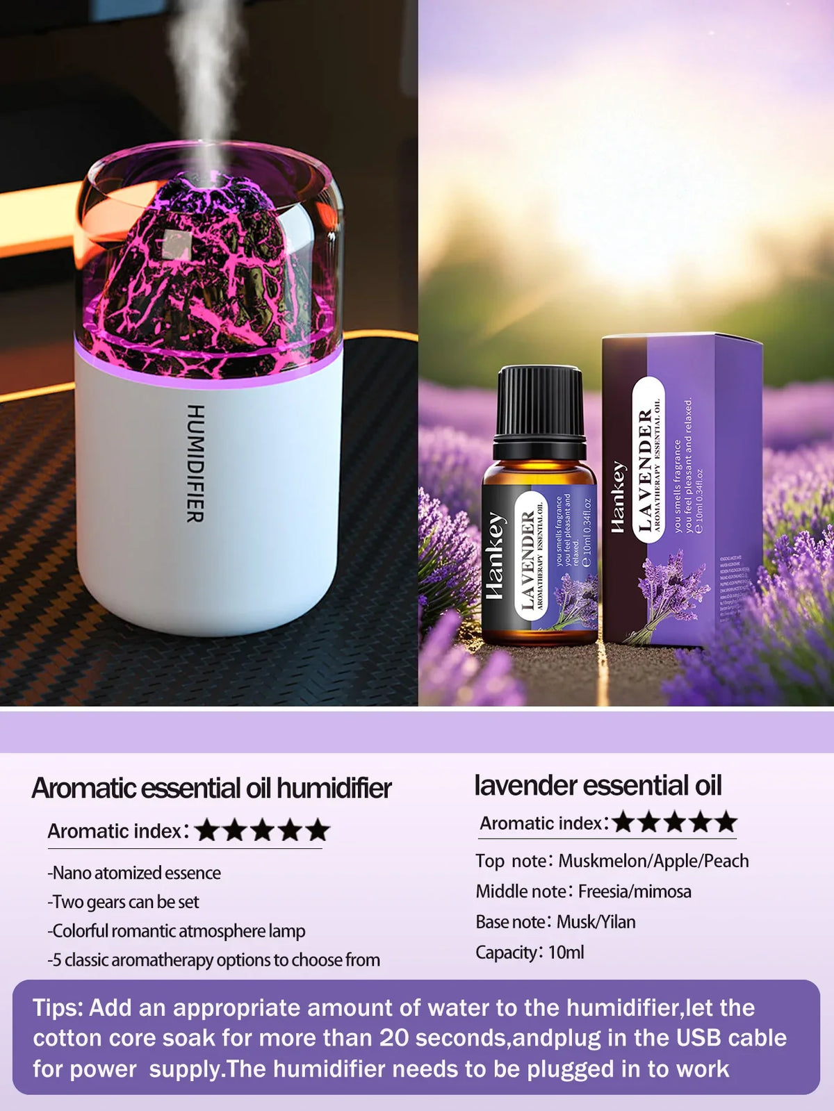 AromaWave Volcano Mist Diffuser & Humidifier with Light