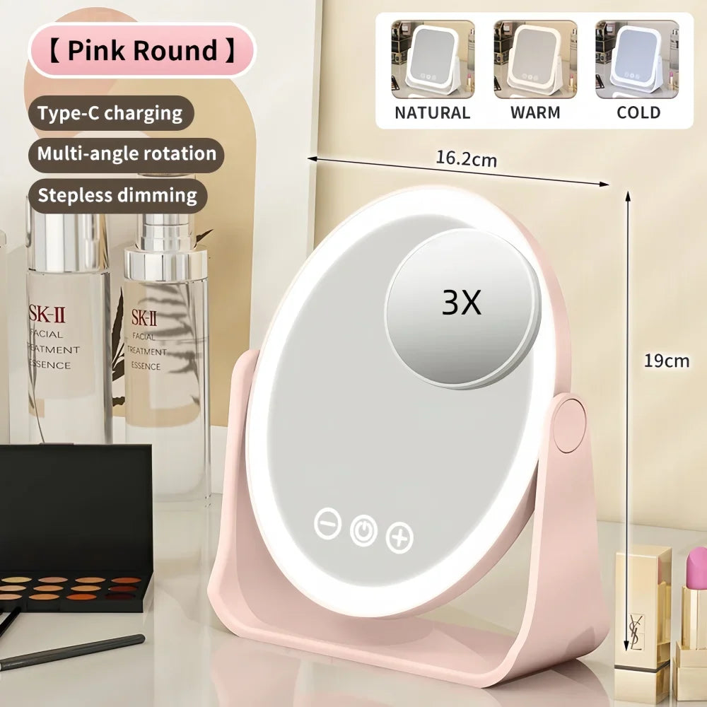 LumaView Illuminated Makeup Mirror with Adjustable Brightness & 3X Magnification
