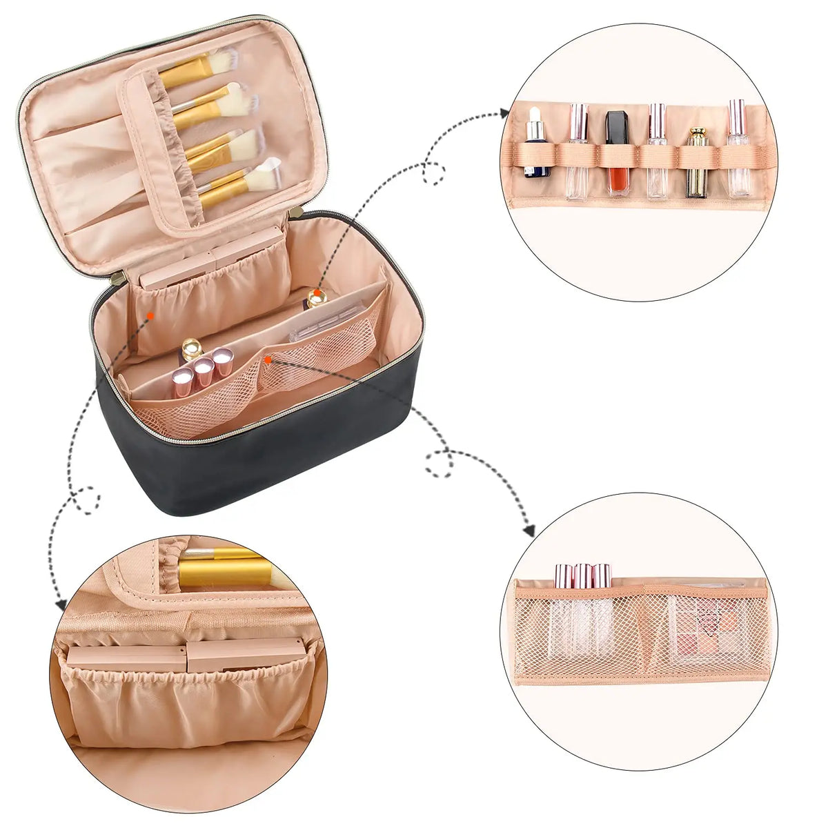 Voyager Deluxe Travel Makeup Organizer – Spacious PU Leather Case with Smart Compartments