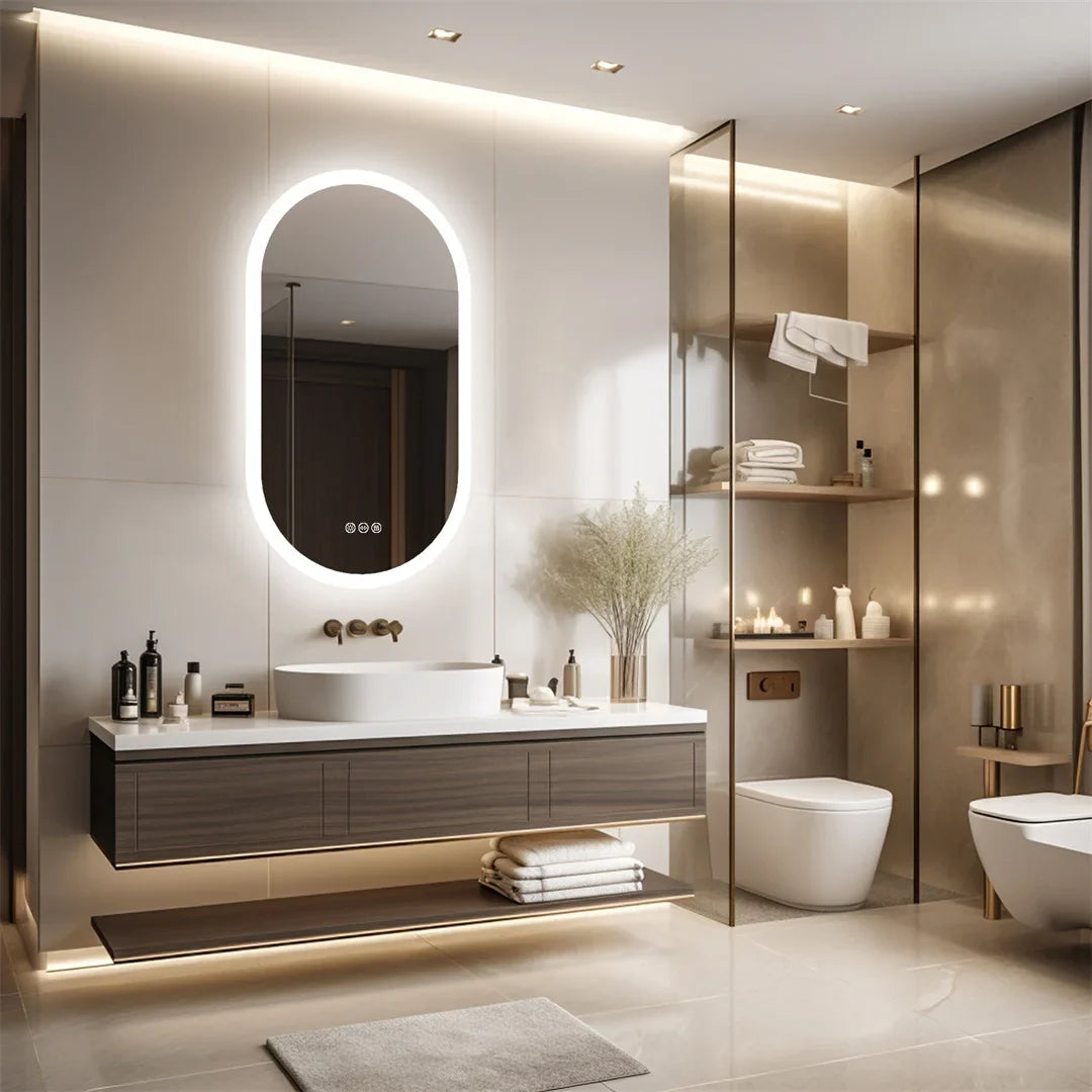 NovaGlow 36x24 Smart Backlit Mirror with Touch Dimming Feature