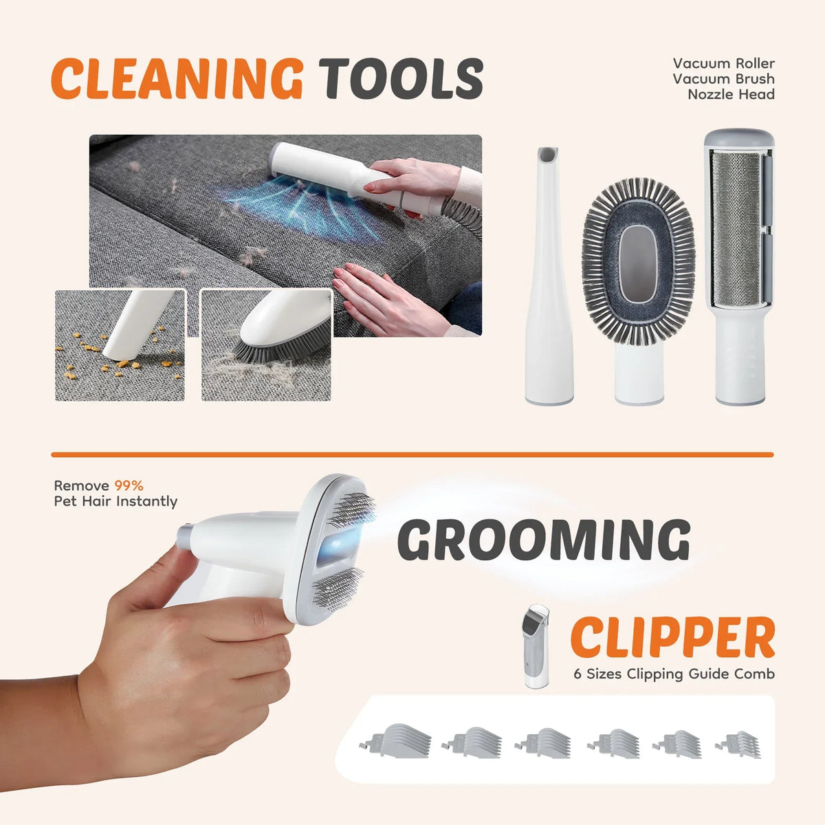 Pawsitive Grooming Pro Vacuum System | 2.5L Capacity with 5 Tools & Quiet Clippers