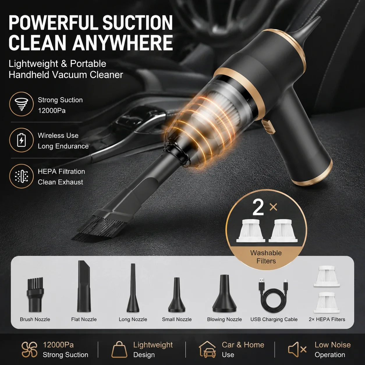 PowerClean 120W Portable Handheld Vacuum & Air Blower