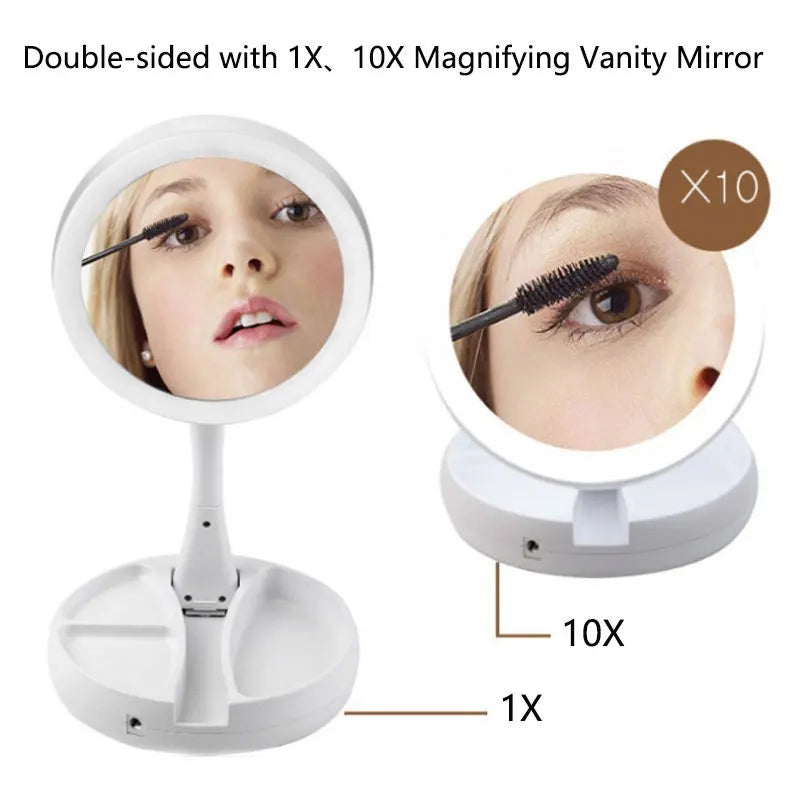 LuxeView 10X Illuminated Makeup Mirror – Portable & Rechargeable
