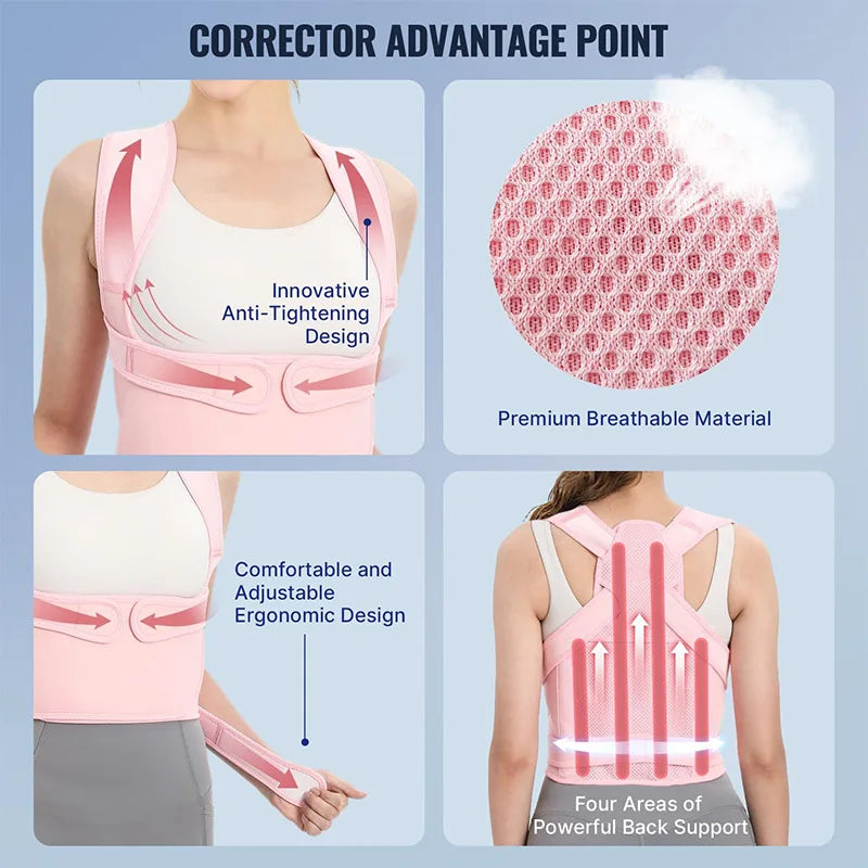 FlexiAlign Adjustable Posture Support for Men & Women – Breathable Back Brace for Daily Comfort