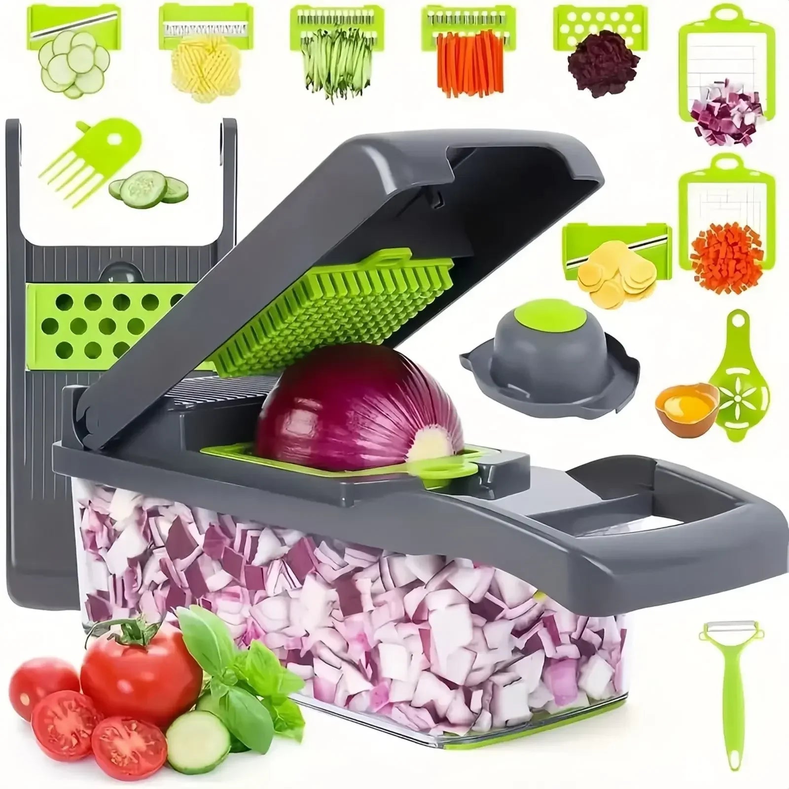 Versatile 16-in-1 Kitchen Vegetable Cutter – Effortless Food Prep