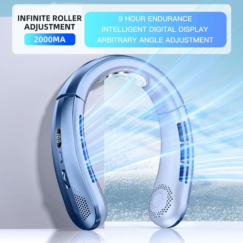 BreezeBand Rechargeable Hands-Free Neck Fan | 8000mAh Portable Cooling Solution