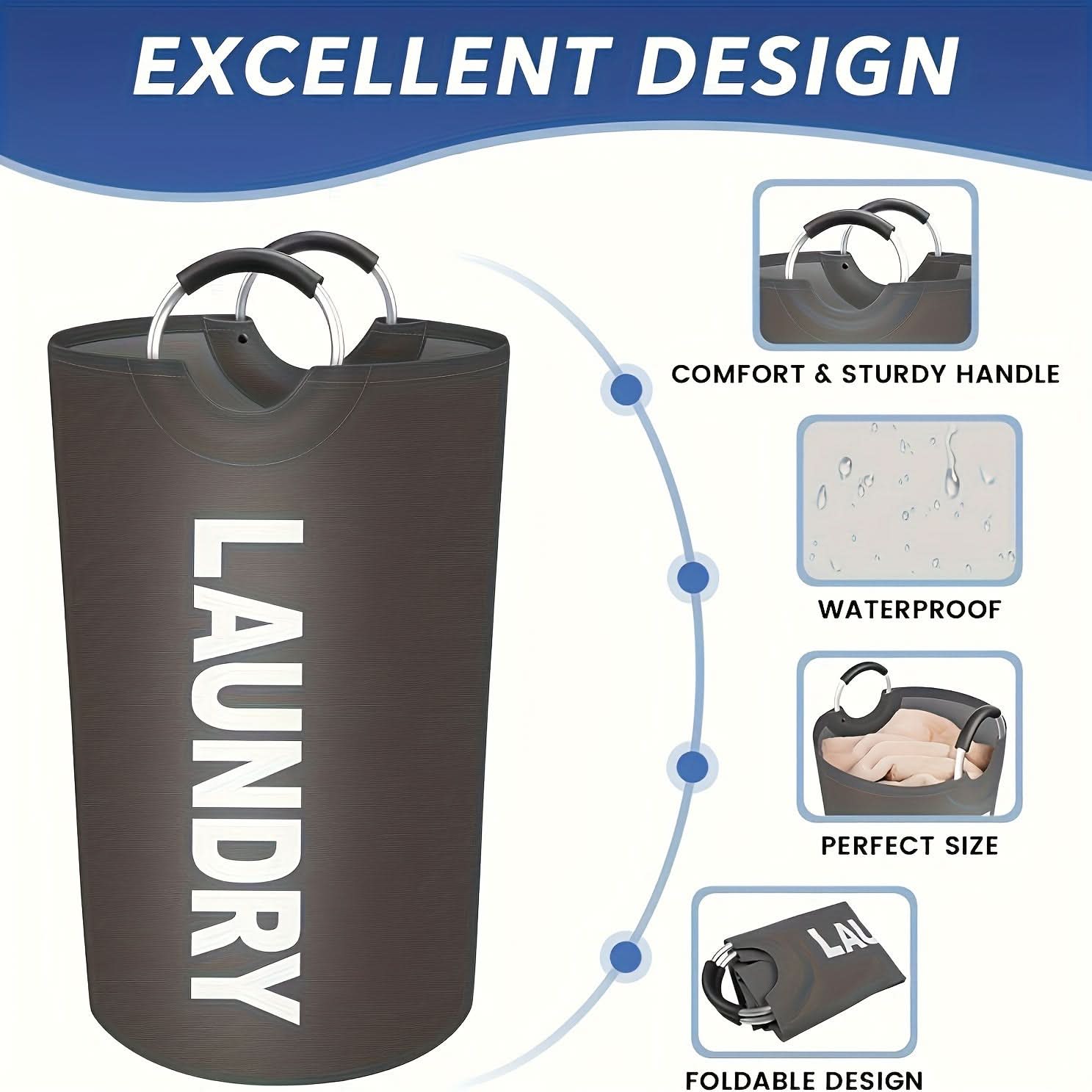 AquaGuard – Stylish Waterproof Laundry Basket with Easy Carry Handles