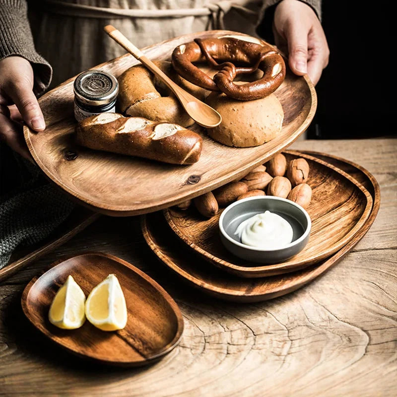 Versatile Walnut Serving Tray for Home and Office Use