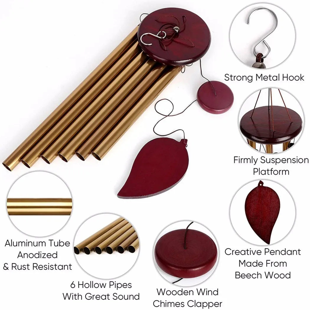 Fortune Harmony 6-Tube Wind Chime – Enchanting Bell Decor for Home & Garden