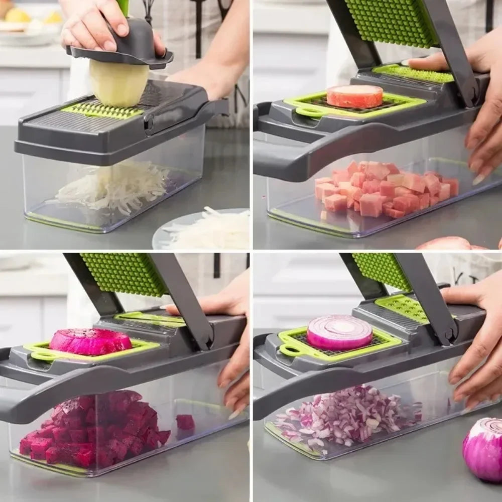 Versatile 16-in-1 Kitchen Vegetable Cutter – Effortless Food Prep