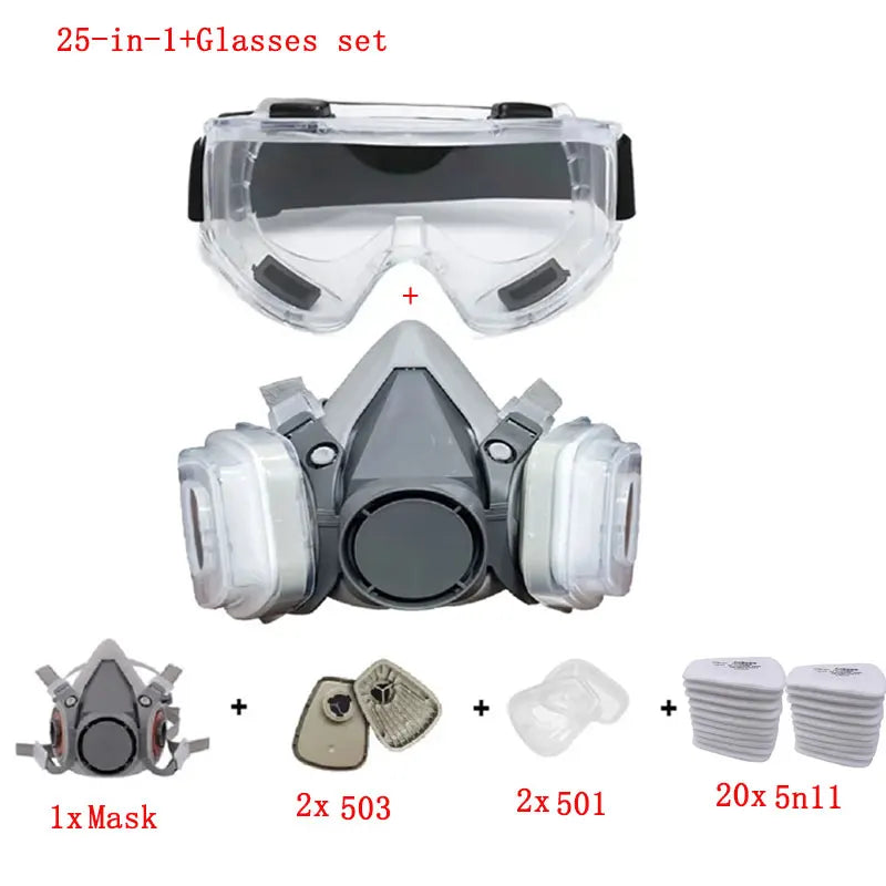 ClearGuard Half-Face Respiratory Mask with Particle Filters & Safety Eyewear