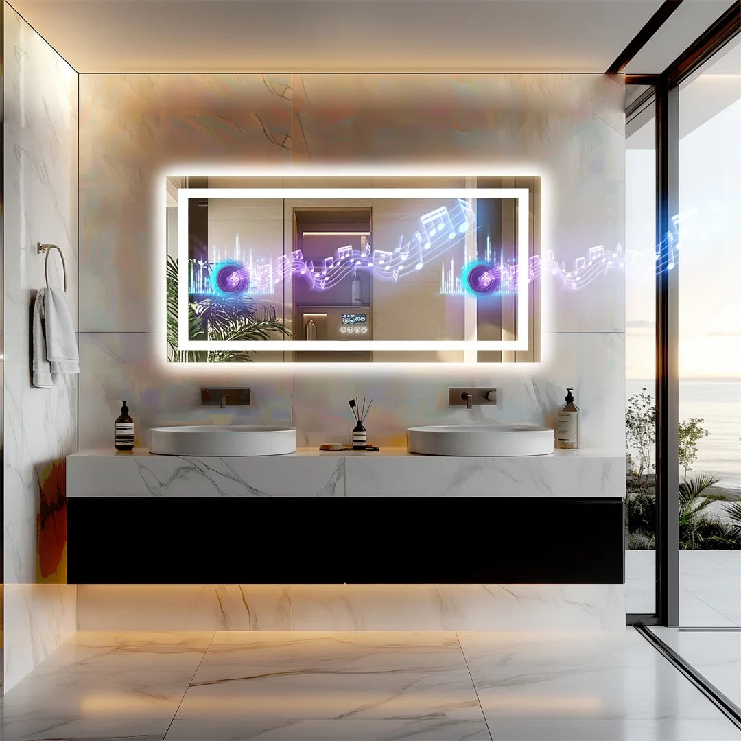 SmartGlow Bluetooth LED Bathroom Mirror 100x60cm – Anti-Fog Lighted Design
