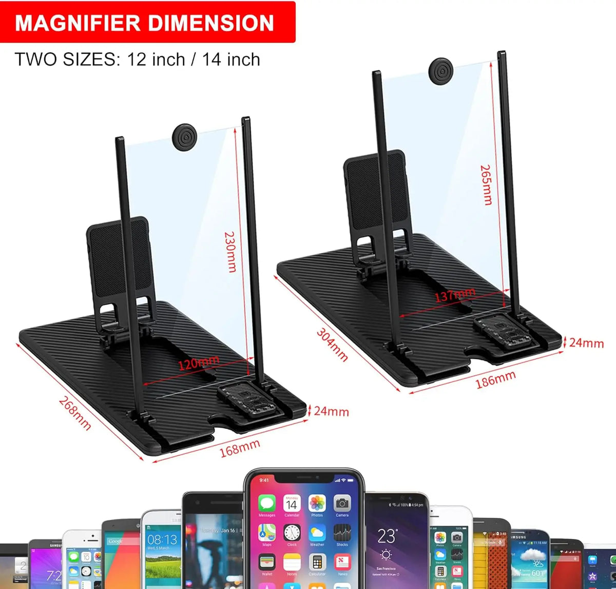 SmartView 3D Mobile Screen Amplifier – 12"/14" Foldable Stand with Bluetooth Control