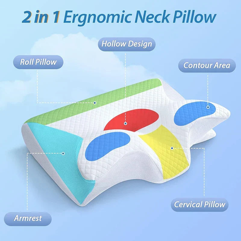 Ergonomic Contour Design Cervical Pillow – 2-in-1 Memory Foam