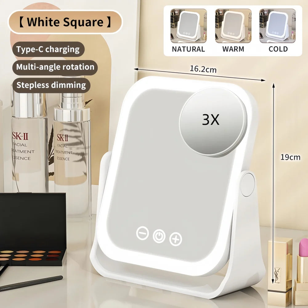 LumaView Illuminated Makeup Mirror with Adjustable Brightness & 3X Magnification