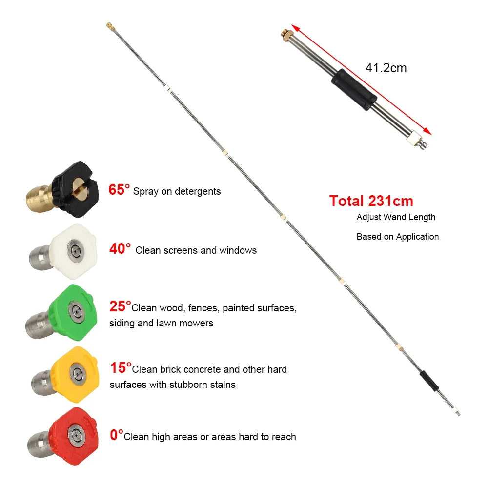 SkyReach Pressure Washer Gutter Cleaning Extension Tool with 5 Nozzles
