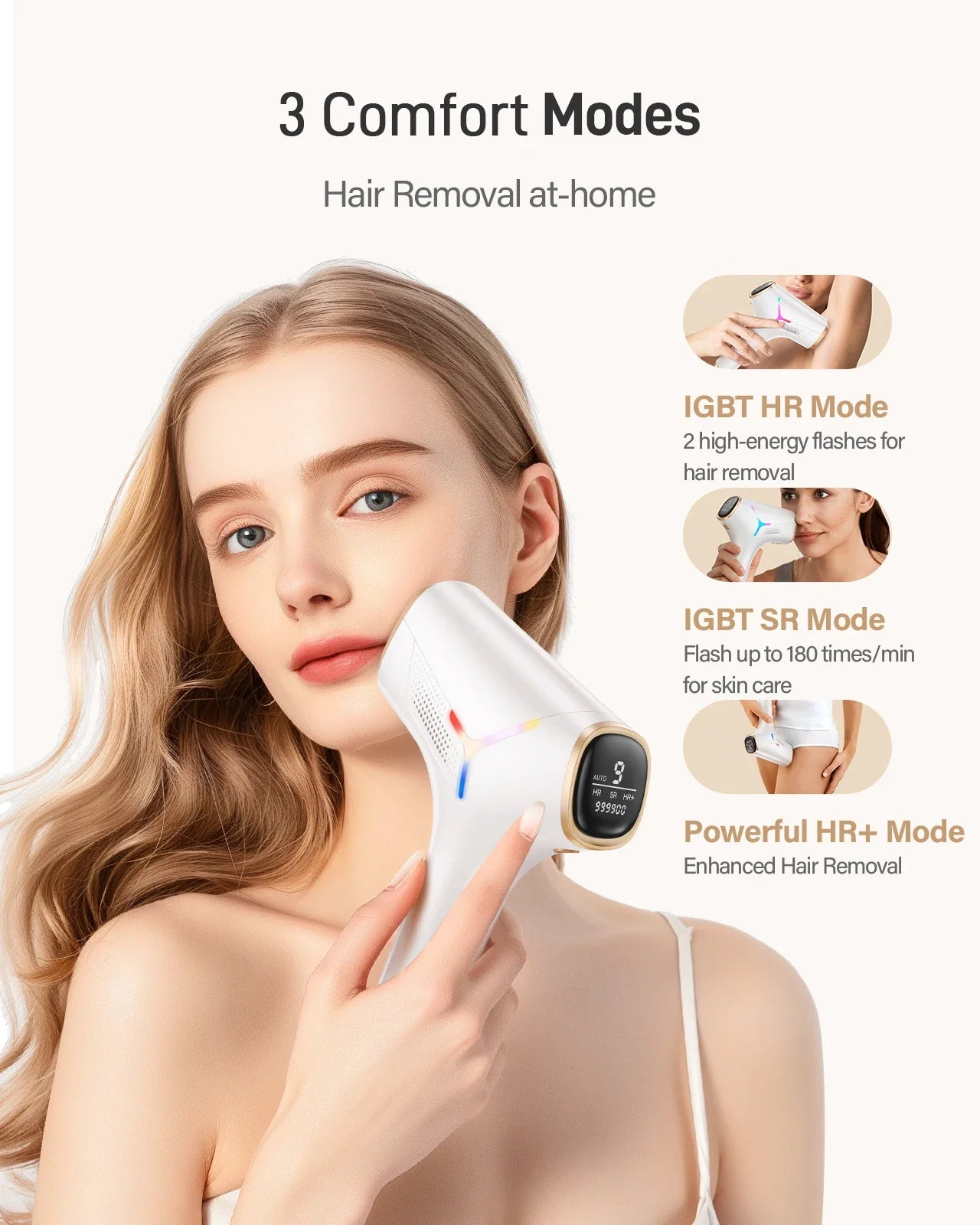 LuminEase IPL Hair Removal System with 990,000 Flashes – At-Home Hair Remover for Face & Body with Trimmer Accessory