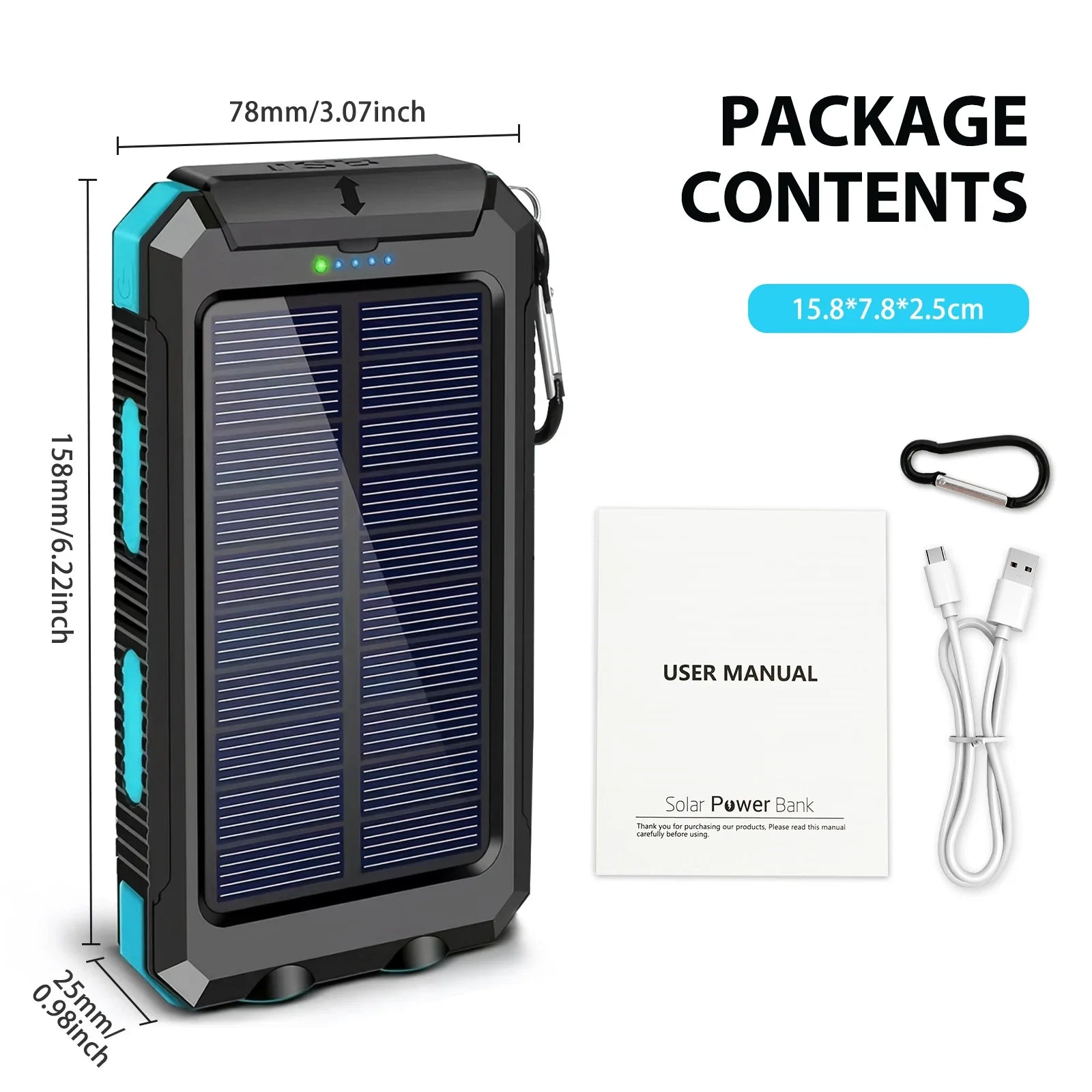 SolarMax 30000mAh Power Bank – Rapid Charging Portable Charger with Dual USB Ports, LED Display & Torchlight for Devices