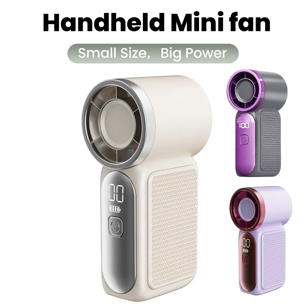 BreezeMate Compact Rechargeable Handheld Fan – 5-Speed Personal Cooling Solution for Travel and Home