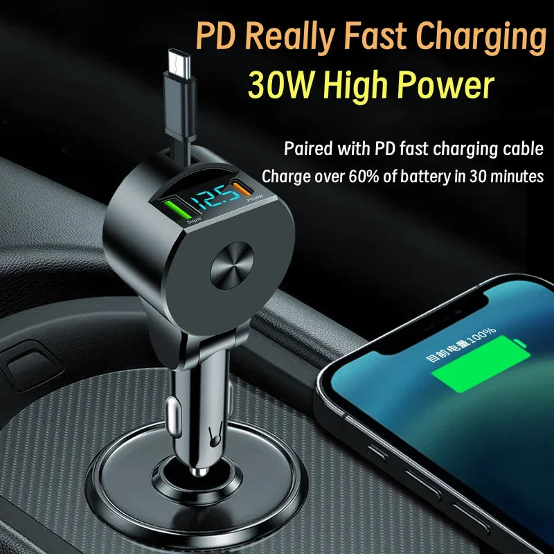 VersaCharge 3-in-1 Compact Car Charger with Voltage Monitor