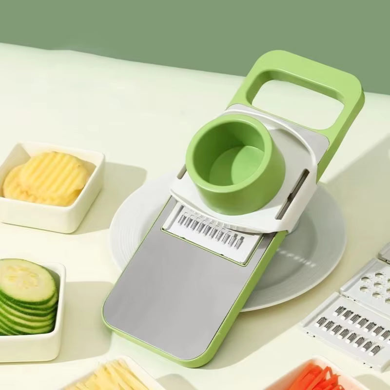 Versatile Vegetable Slicer with Five Blade Options and Safety Guard