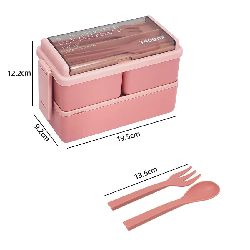 SmartMeal Duo – 1400ml Stackable Lunch Box with Utensils