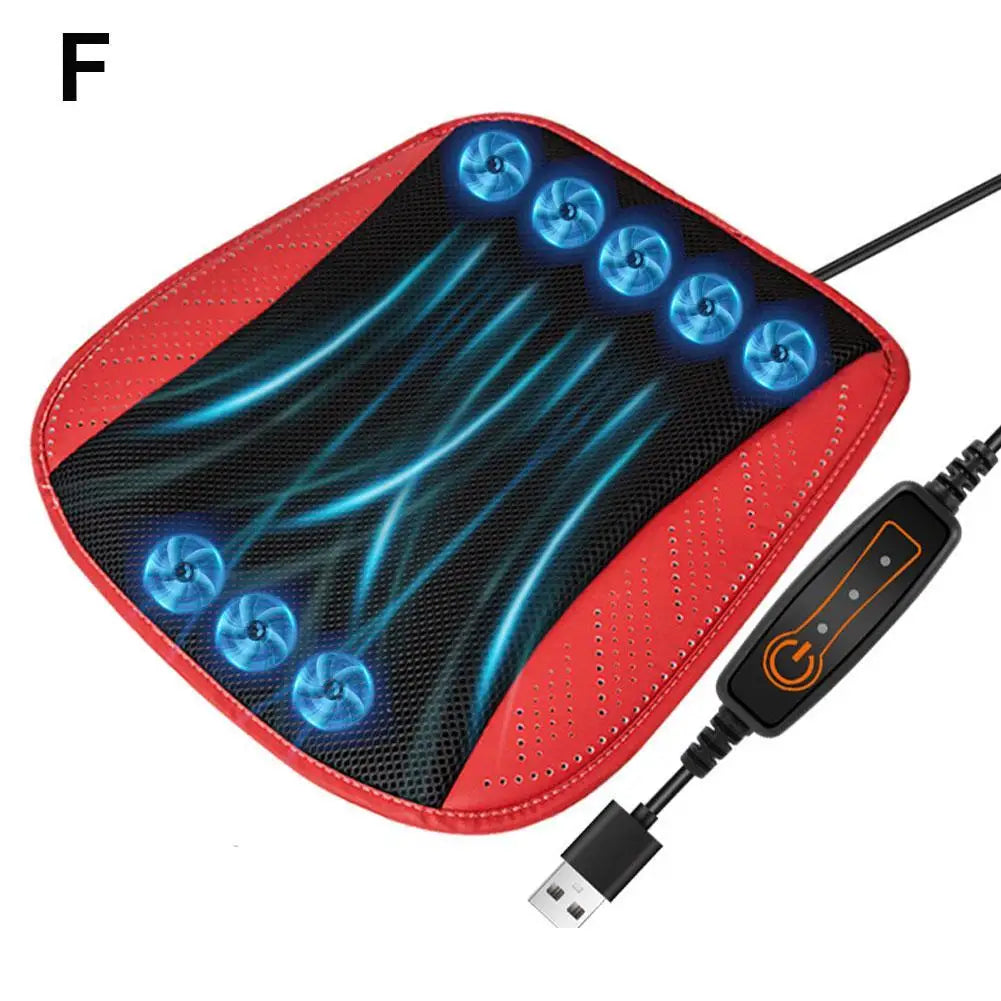 BreezyDrive Car Seat Cooler with 5 Adjustable Fans – USB-Powered Ventilated Cushion for Summer Comfort
