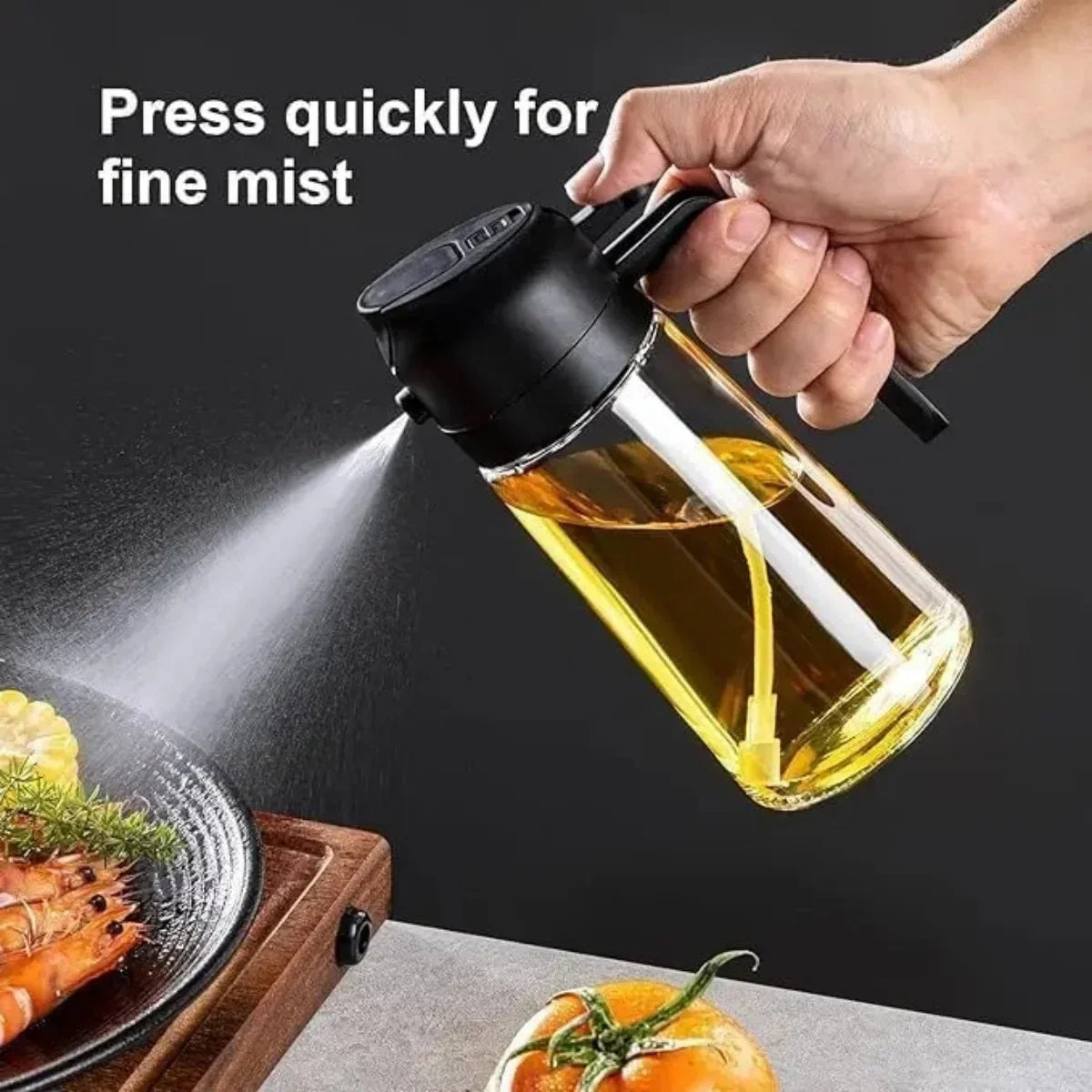 Dual-Function Glass Oil Dispenser – 470ml Refillable Bottle for Cooking